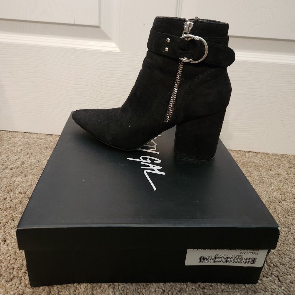 Black Suede buckle booties